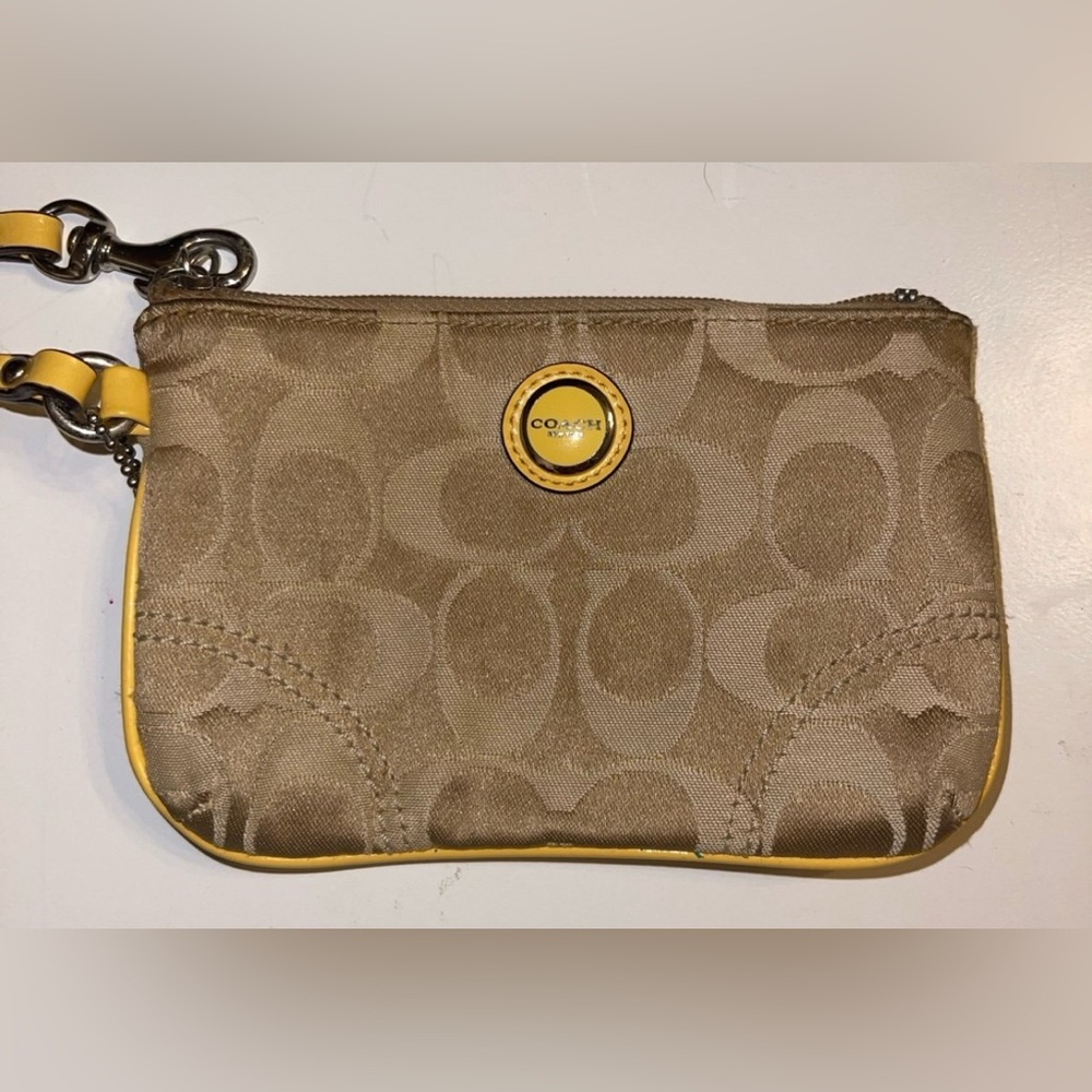 Coach Clutch Wristlet Wallet Tan